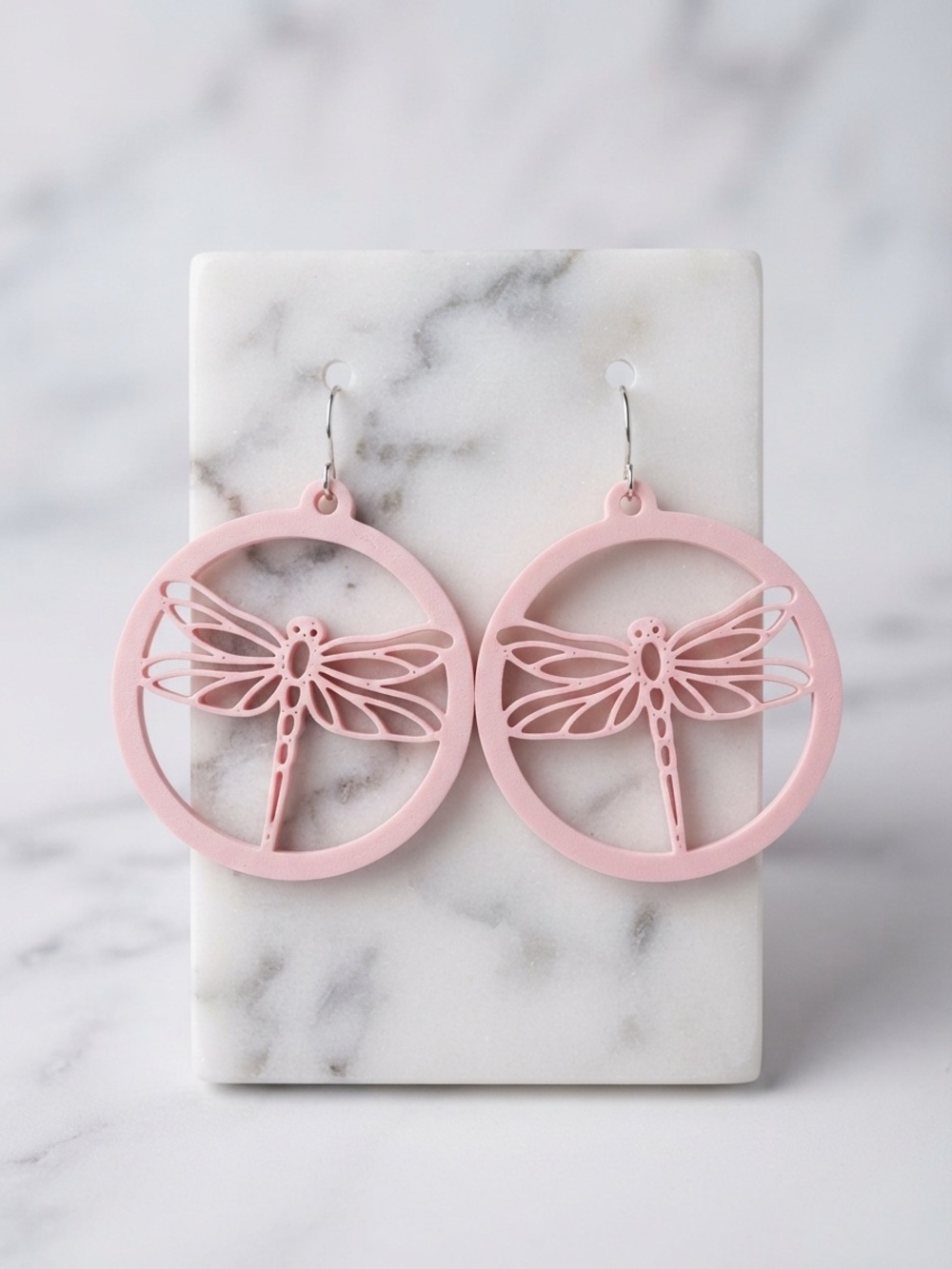 Delicate Pink Dragonfly Hoop Earrings - Women's Jewelry